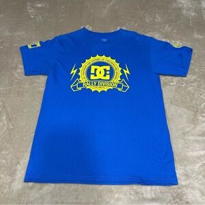 DC Shoes Rally Skateboard Graphic Cotton T-shirt Blue Yellow Size Medium